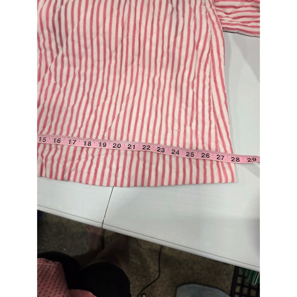 Vintage Lara‎ Dee Quilted Hooded Lounge Robe Red White Stripe Medium Pocket USA - Picture 8 of 12